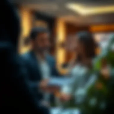 Real Estate Agent Consultation Real estate agent discussing rental options with a client