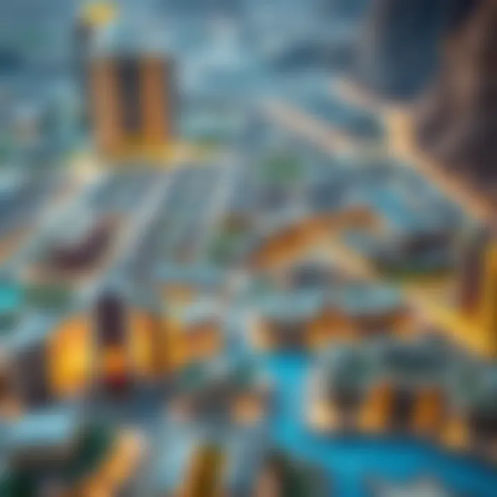 Map highlighting neighborhoods in International City