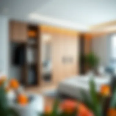 Contemporary Apartment with Stylish Wardrobes Contemporary apartment showcasing wardrobes in a vibrant Dubai setting