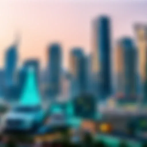 A stunning skyline view of Uptown Dubai featuring modern architecture