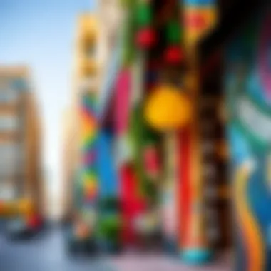 Cultural Vibrance in Uptown Dubai A colorful street scene showcasing local art and culture in Uptown Dubai