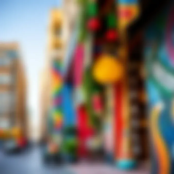 Cultural Vibrance in Uptown Dubai A colorful street scene showcasing local art and culture in Uptown Dubai