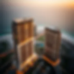 Aerial view of the World Trade Center apartments showcasing architectural beauty